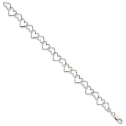 8 Inch Sterling Silver 8Inch Polished Fancy Large Heart Link Bracelet