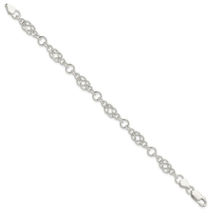 7.5 Inch Sterling Silver 7.5Inch Polished Fancy Knot-Link Bracelet