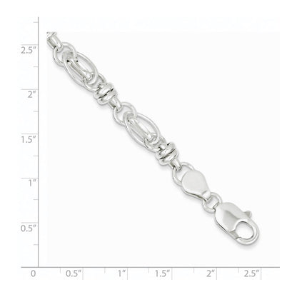 7.5 Inch Sterling Silver 7.5Inch Polished Diamond-Cut Fancy Link Bracelet