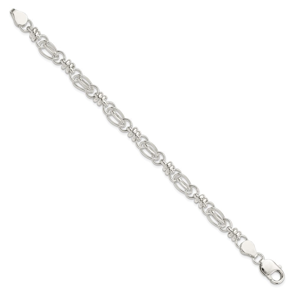 7.5 Inch Sterling Silver 7.5Inch Polished Diamond-Cut Fancy Link Bracelet