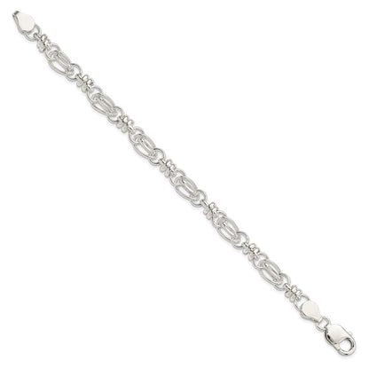 7.5 Inch Sterling Silver 7.5Inch Polished Diamond-Cut Fancy Link Bracelet