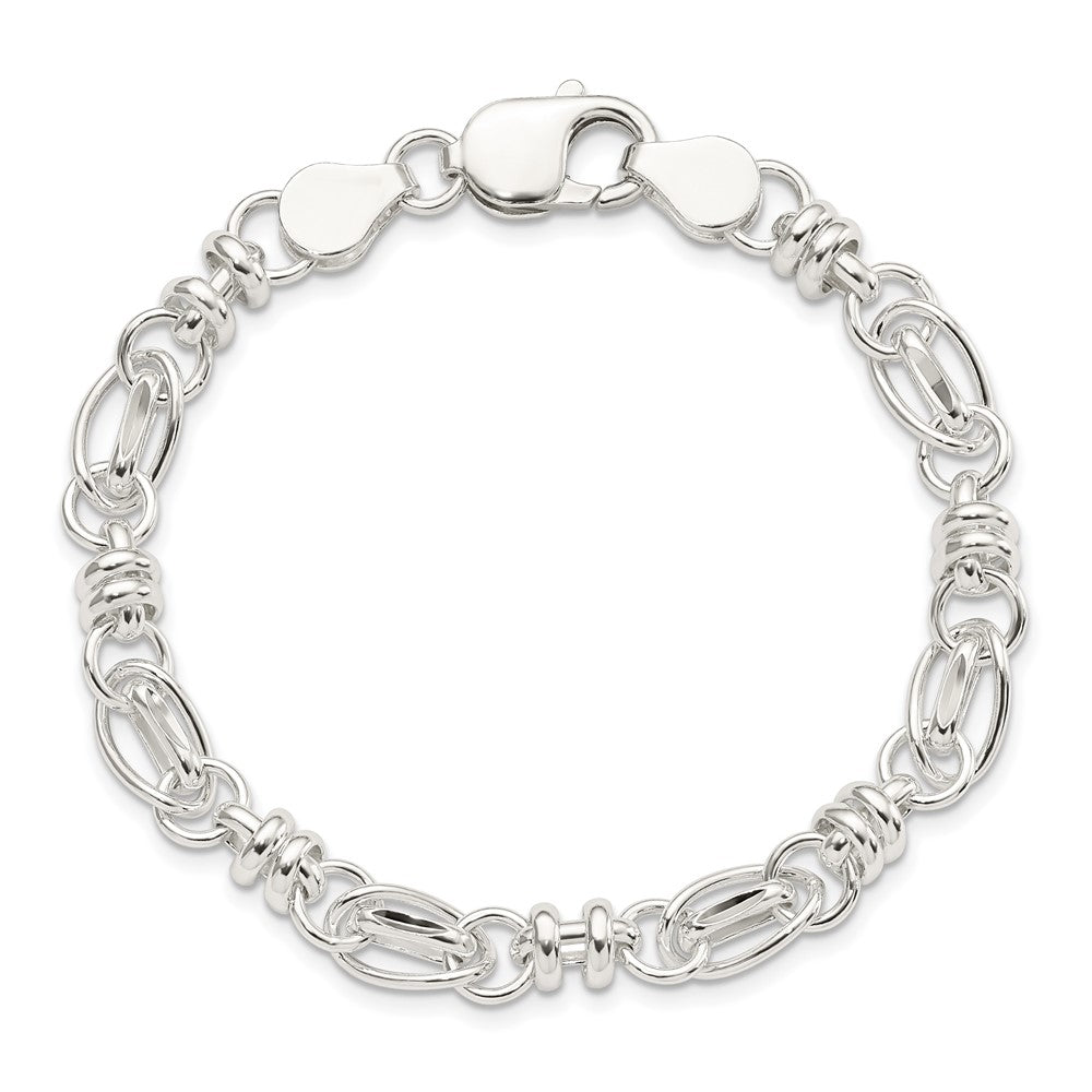 7.5 Inch Sterling Silver 7.5Inch Polished Diamond-Cut Fancy Link Bracelet
