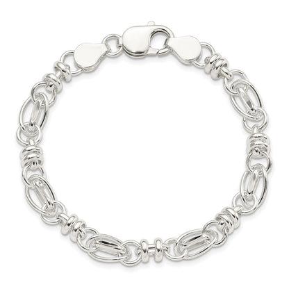 7.5 Inch Sterling Silver 7.5Inch Polished Diamond-Cut Fancy Link Bracelet