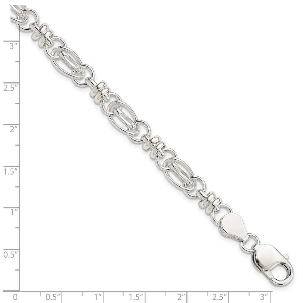 7.5 Inch Sterling Silver 7.5Inch Polished Diamond-Cut Fancy Link Bracelet