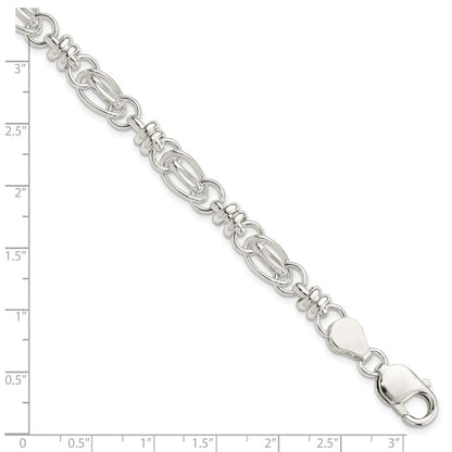 7.5 Inch Sterling Silver 7.5Inch Polished Diamond-Cut Fancy Link Bracelet