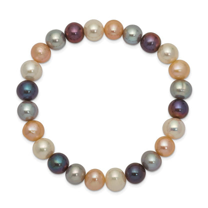 7.5 Inch 8-9mm Fw Cultured White/Platinum/Peach/Black Pearl Stretch Bracelet