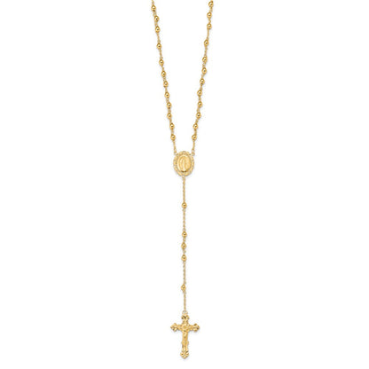 Sterling Silver Flash Gold-Plated Polished Rosary Necklace