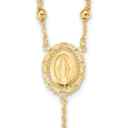 Sterling Silver Flash Gold-Plated Polished Rosary Necklace