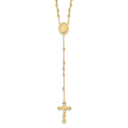 Sterling Silver Flash Gold-Plated Polished Rosary Necklace