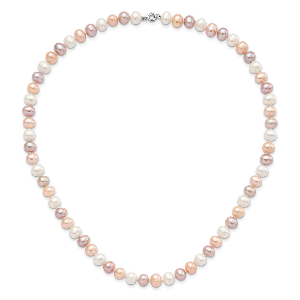 Sterling Silver Rh White/Pink/Purple Fwc Pearl Neck/Bracelet/Ear Set
