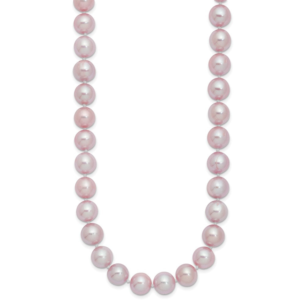 Sterling Silver Rhodium-Plated 9-10mm Purple Fwc Pearl Necklace