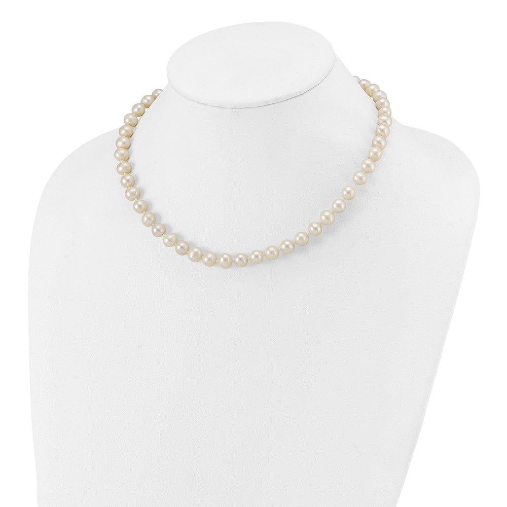 Sterling Silver Rhodium-Plated 7-8mm White Fwc Pearl Necklace