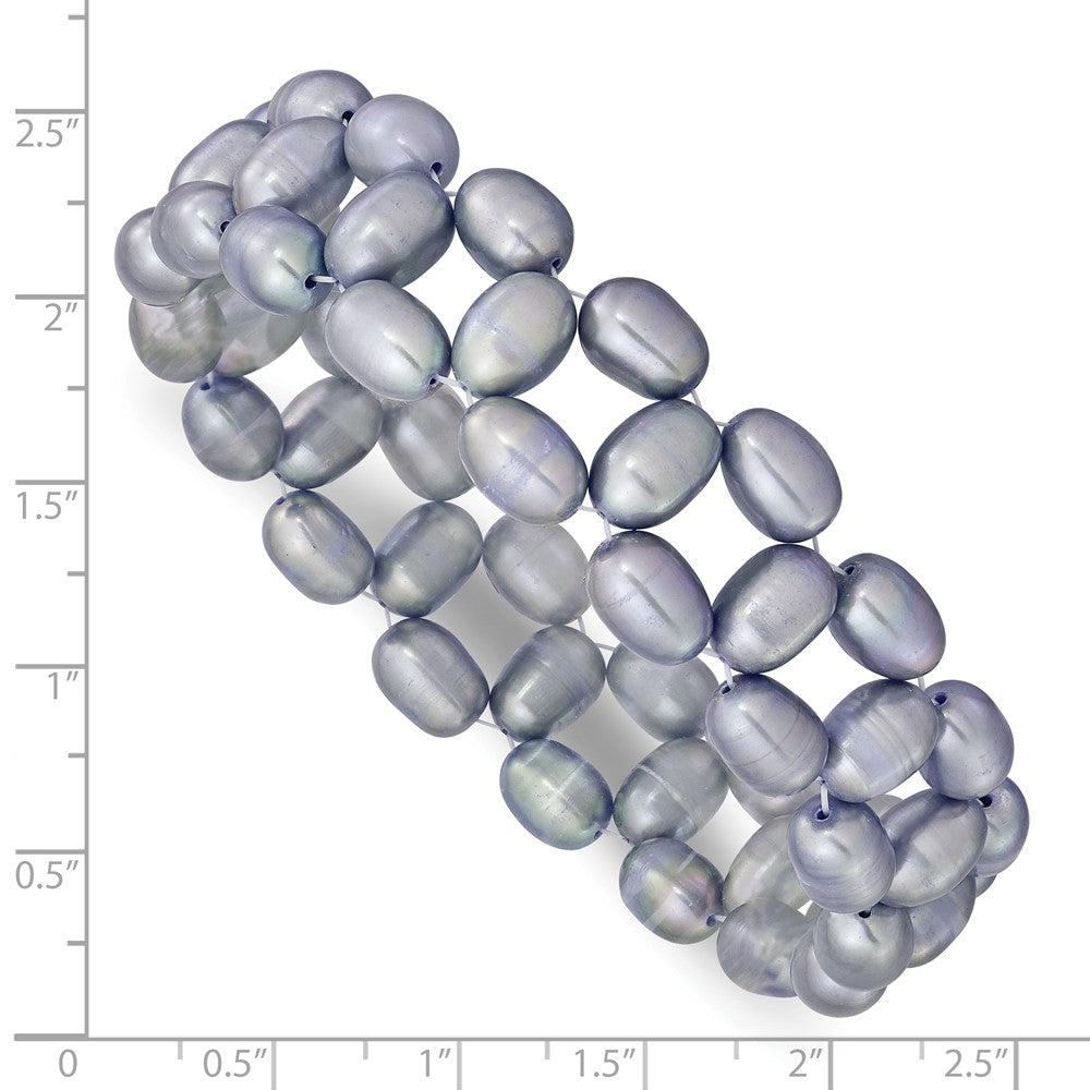 Fashion 6-7mm Grey Rice Freshwater Cultured Pearl Stretch Bracelet