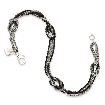 7.5 Inch Sterling Silver Rhodium & Ruthenium-Plated Fancy Knot Bracelet