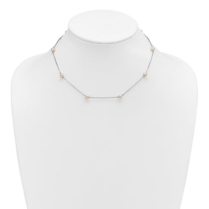 Sterling Silver Rh-Plated 5-6mm Freshwater Cultured Pearl Necklace