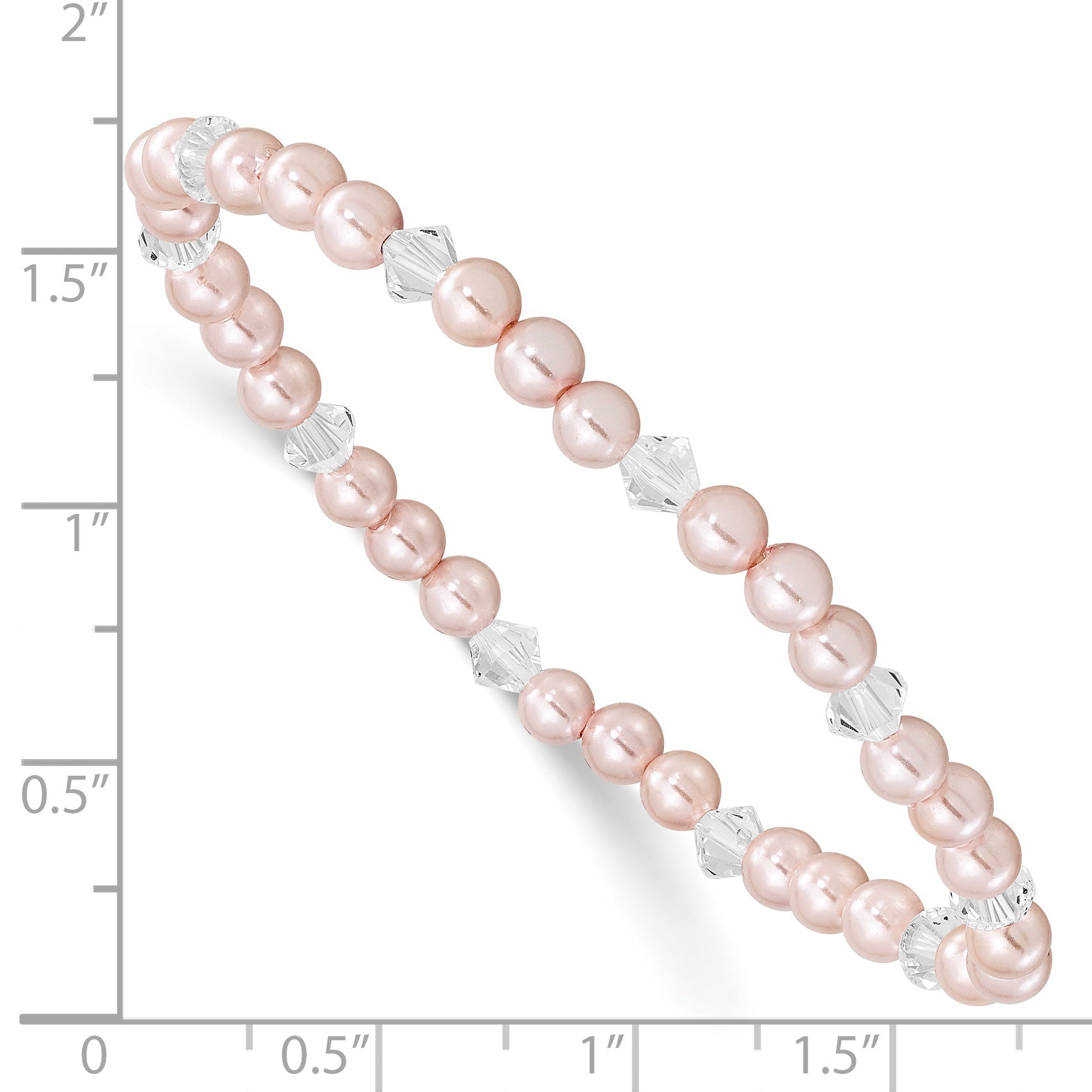 Fashion Children'S 4mm Pink Shell Bead & Crystal Stretch Bracelet