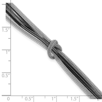 7.5 Inch Sterling Silver & Black Rhodium 4-Strand Knotted Bracelet