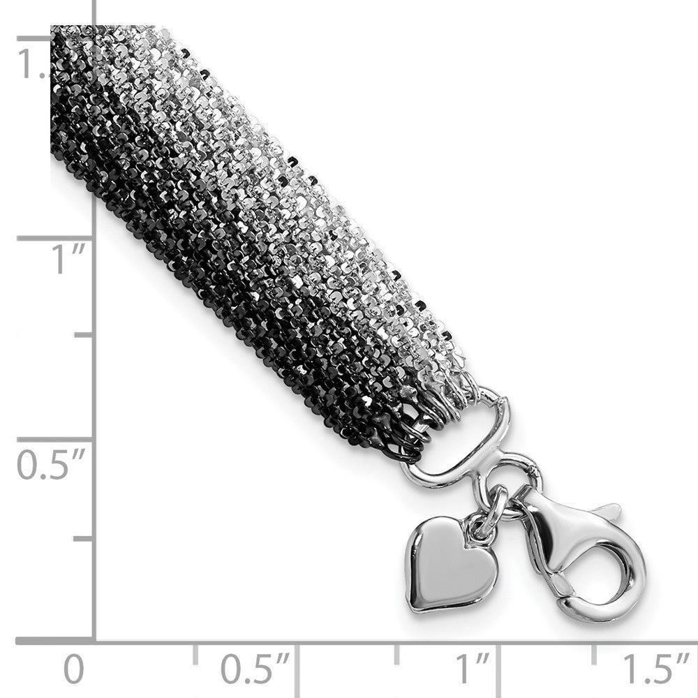 7.25 Inch Sterling Silver Black Ruthenium-Plated 8-Strand Bracelet