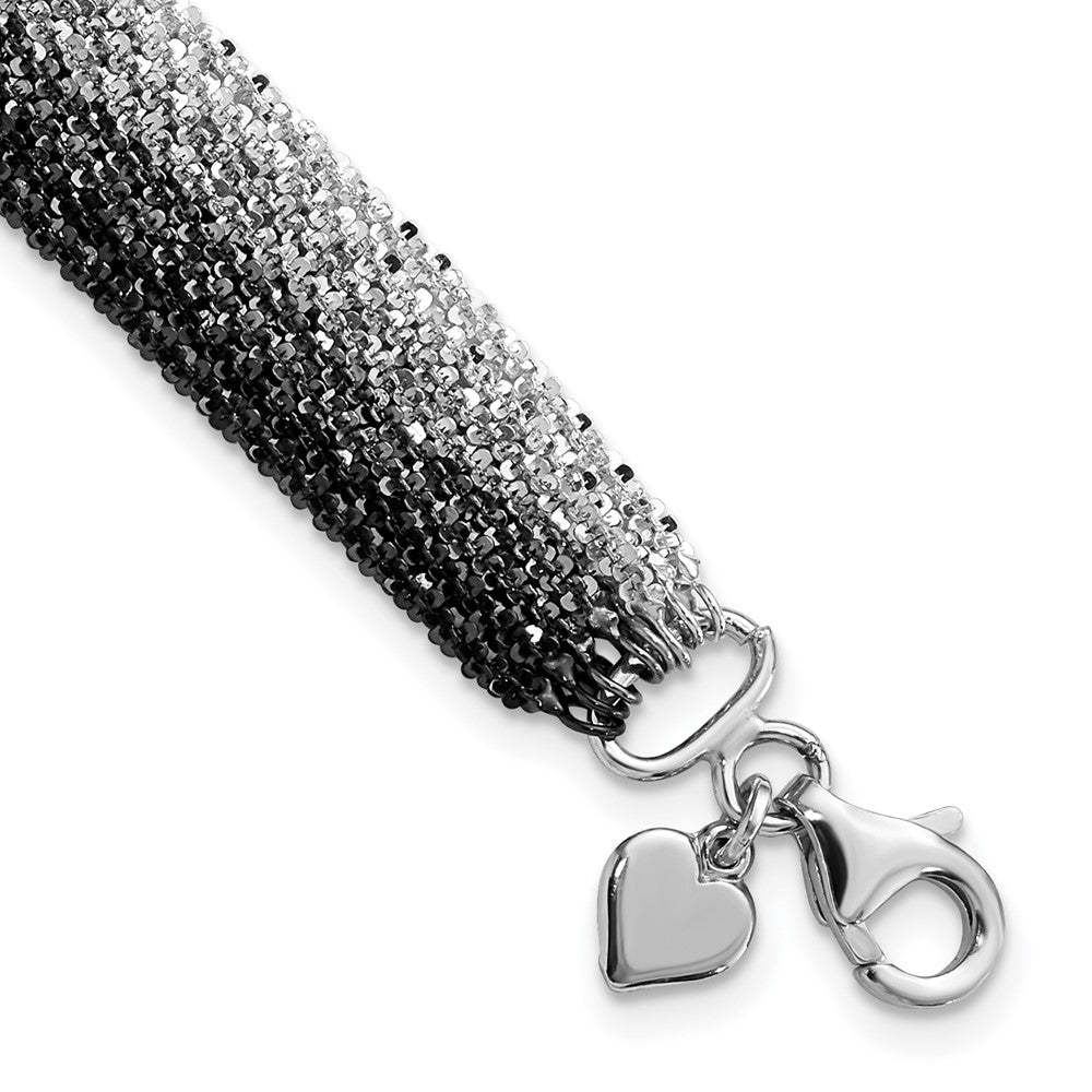 7.25 Inch Sterling Silver Black Ruthenium-Plated 8-Strand Bracelet