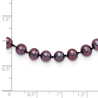 7.25 Inch Sterling Silver Rhod-Plated 5-6mm Black Fwc Pearl Bracelet