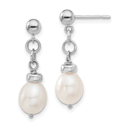 Sterling Silver 7-8mm Fwc Pearl Pendant/Earrings Boxed Set