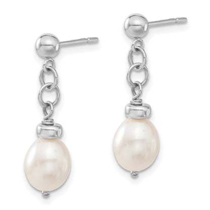 Sterling Silver 7-8mm Fwc Pearl Pendant/Earrings Boxed Set