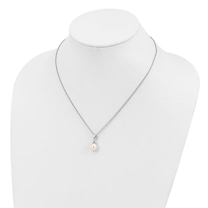 Sterling Silver 7-8mm Fwc Pearl Pendant/Earrings Boxed Set