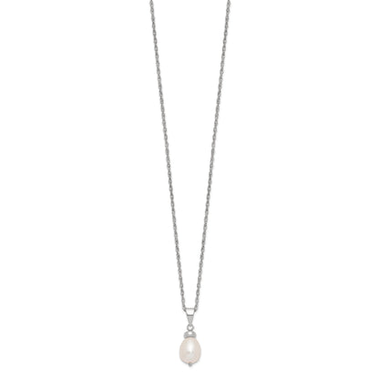 Sterling Silver 7-8mm Fwc Pearl Pendant/Earrings Boxed Set