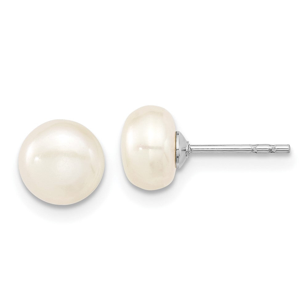 Sterling Silver Rhodium-Plated Fwc Pearl Necklace/Stud Earring Set