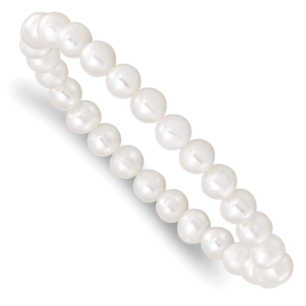 Fashion 7-8mm White/Grey/Black/Pink/Purple Freshwater Cultured Pearl Stretch 5 Piece Bracelet Set