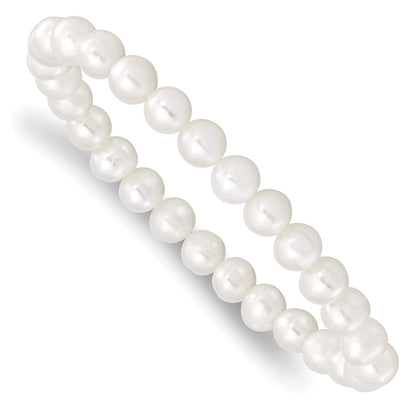 Fashion 7-8mm White/Grey/Black/Pink/Purple Freshwater Cultured Pearl Stretch 5 Piece Bracelet Set