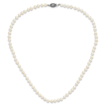 Sterling Silver Rhodium 4-5mm White Fwc Pearl Necklace