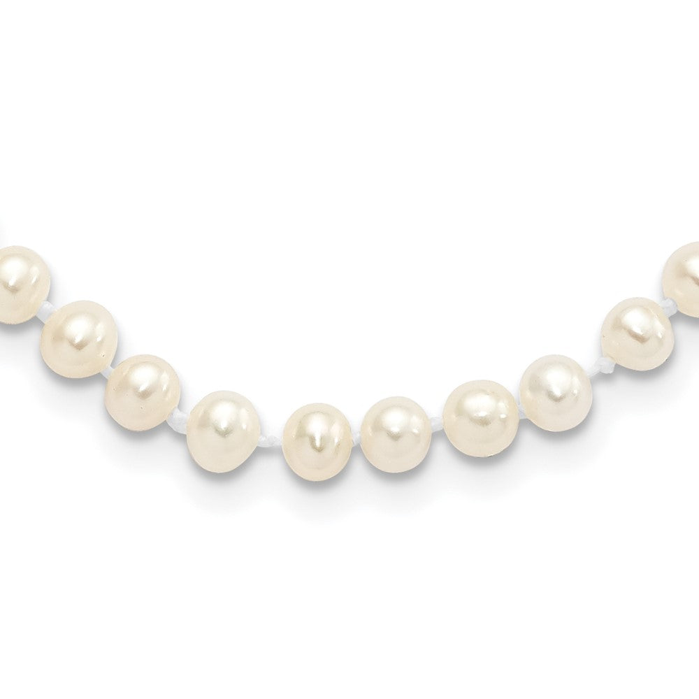 Sterling Silver Rhodium 4-5mm White Fwc Pearl Necklace