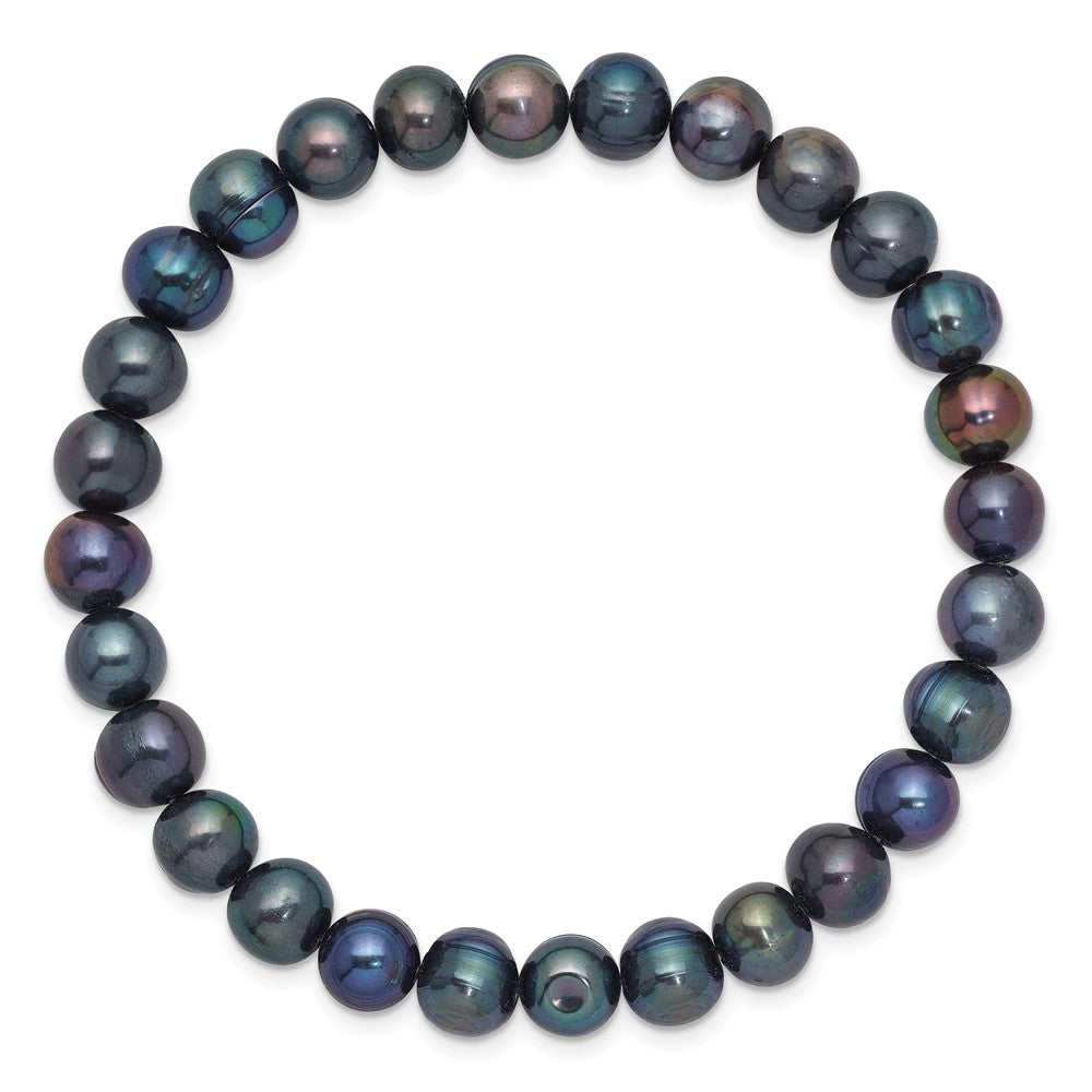 Fashion 6-7mm Black Freshwater Cultured Pearl Stretch Bracelet