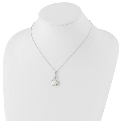 Sterling Silver Rhod-Plat 10-11mm White Fwc Pearl Necklace