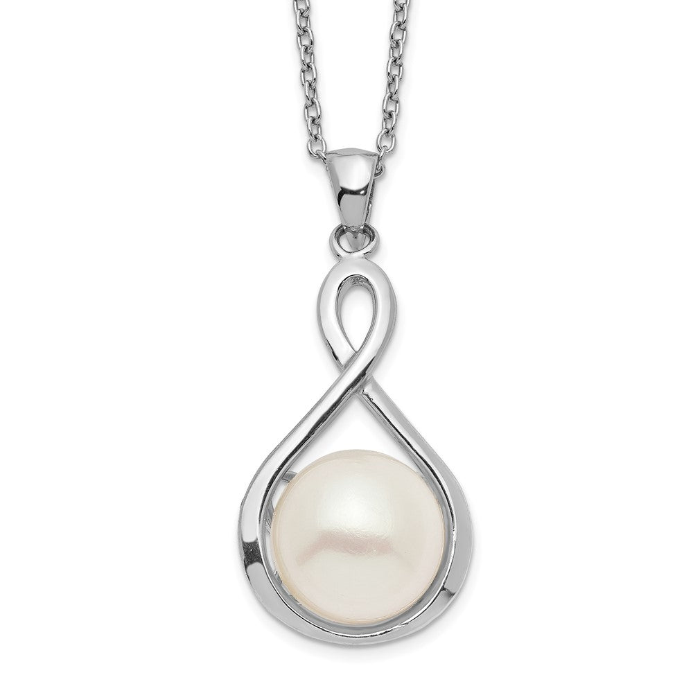 Sterling Silver Rhod-Plat 10-11mm White Fwc Pearl Necklace