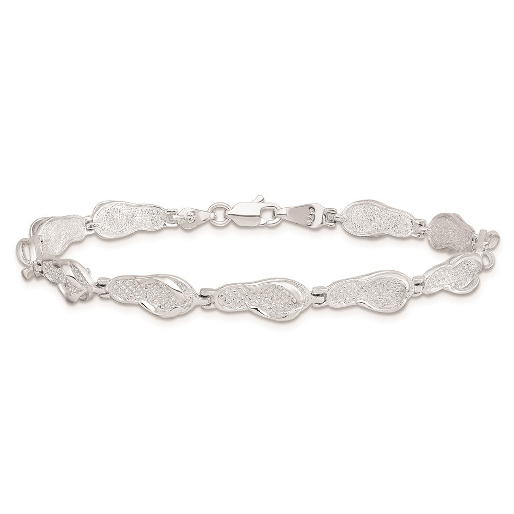7.25 Inch De-Ani Sterling Silver Rhodium-Plated Polished Flip-Flop Bracelet