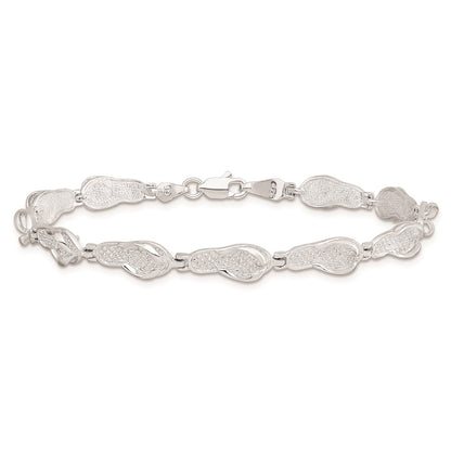 7.25 Inch De-Ani Sterling Silver Rhodium-Plated Polished Flip-Flop Bracelet