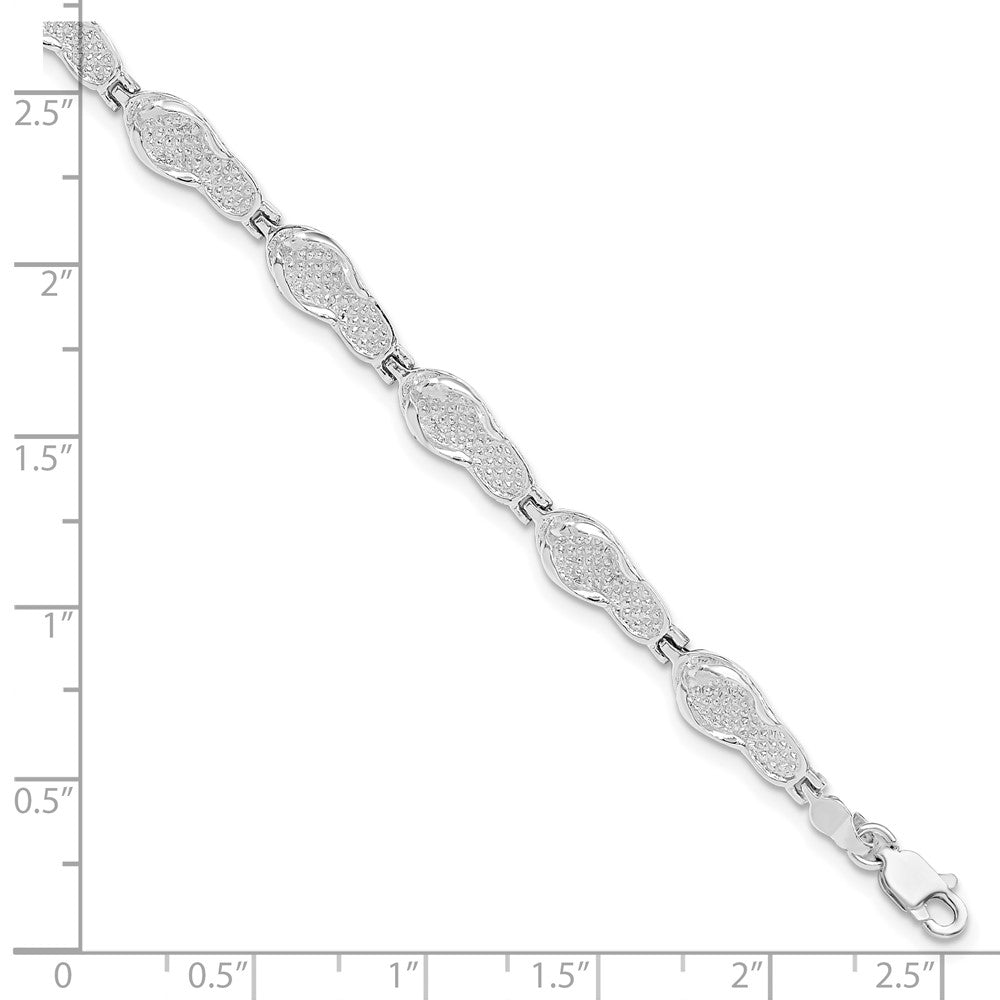 7.25 Inch De-Ani Sterling Silver Rhodium-Plated Polished Flip-Flop Bracelet