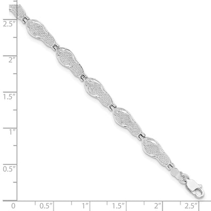 7.25 Inch De-Ani Sterling Silver Rhodium-Plated Polished Flip-Flop Bracelet