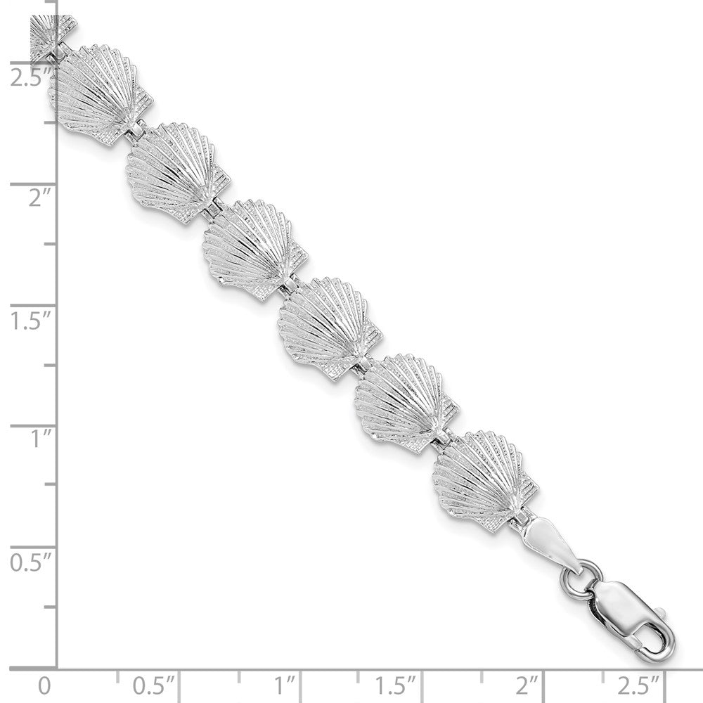 7.5 Inch De-Ani Sterling Silver Rhodium-Plated Polished Scallop Shell Bracelet
