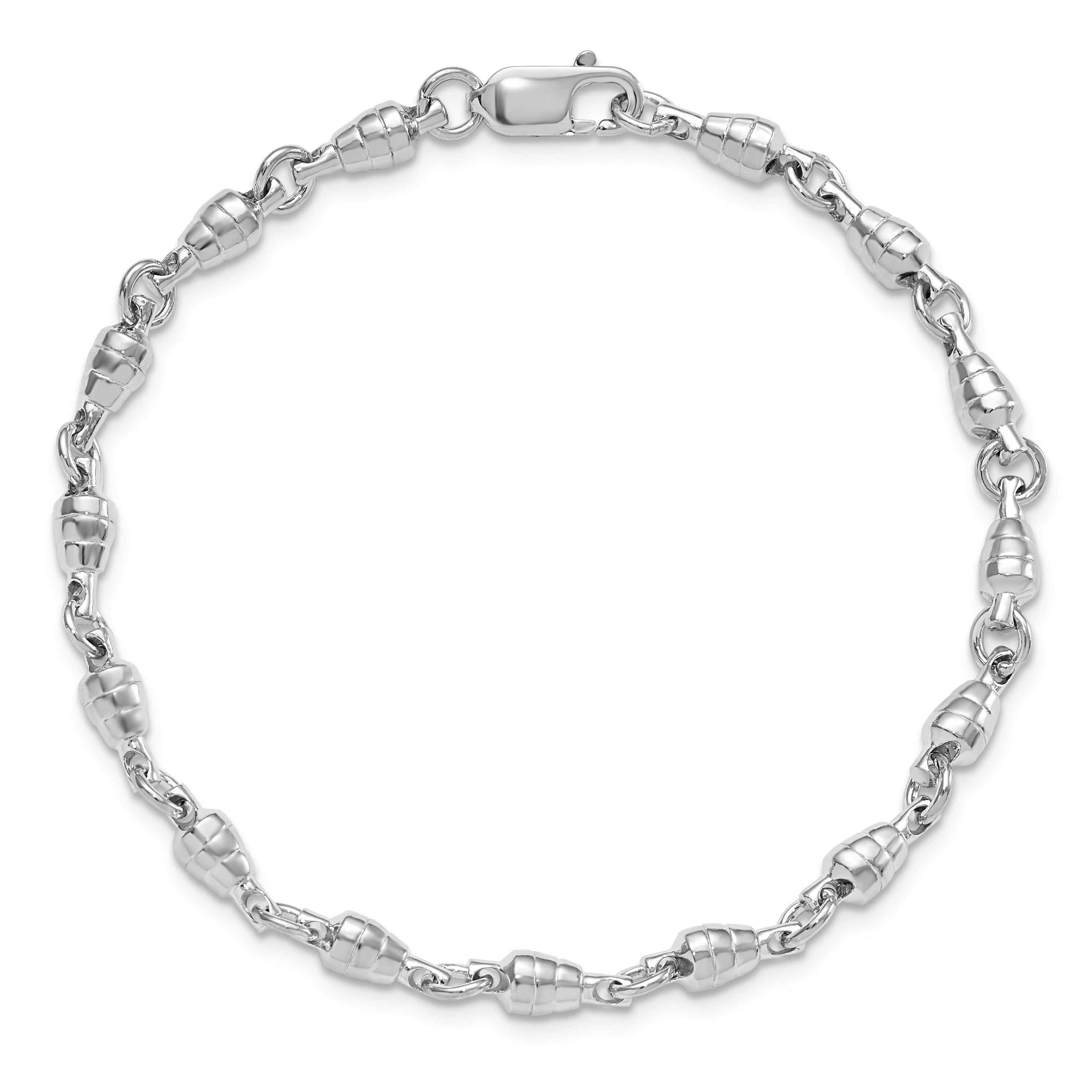 7.5 Inch De-Ani Sterling Silver Rhodium-Plated Polished Swivel Link Bracelet