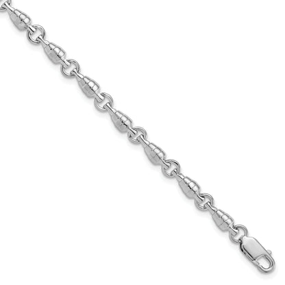 7.5 Inch De-Ani Sterling Silver Rhodium-Plated Polished Swivel Link Bracelet