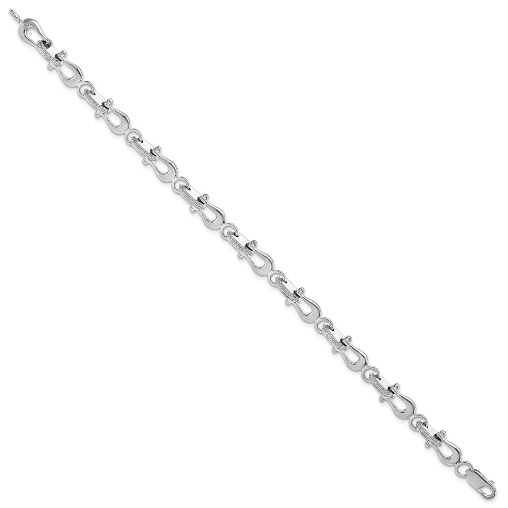 8 Inch De-Ani Sterling Silver Rhodium-Plated Polished Mariners Link Bracelet