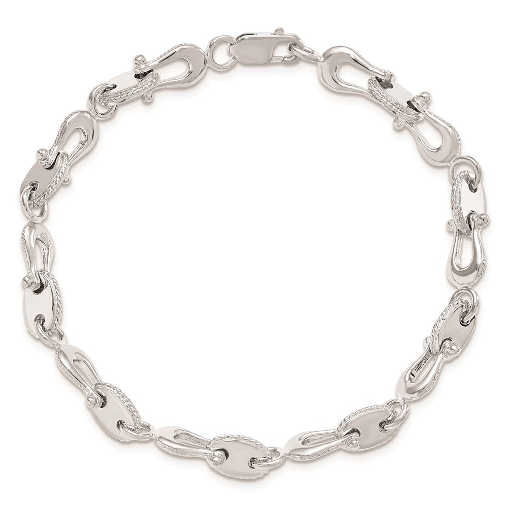 8 Inch De-Ani Sterling Silver Rhodium-Plated Polished Mariners Link Bracelet