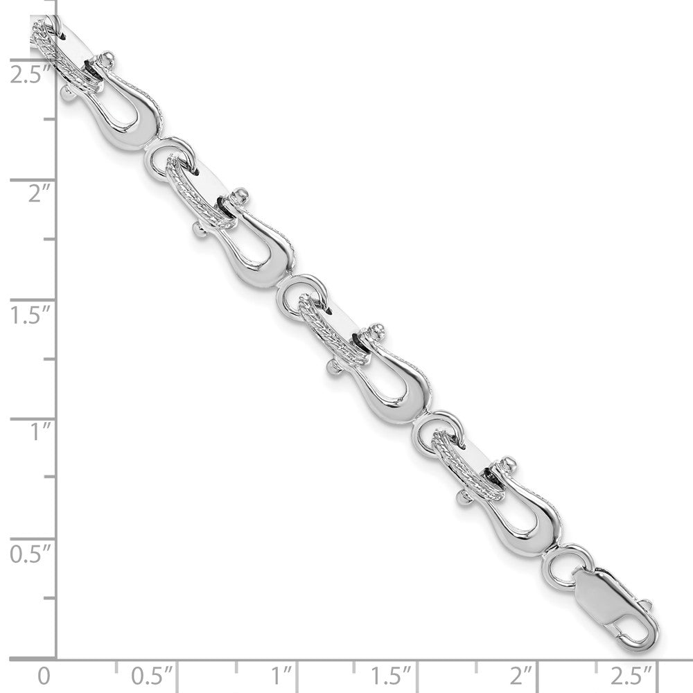 8 Inch De-Ani Sterling Silver Rhodium-Plated Polished Mariners Link Bracelet