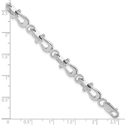 8 Inch De-Ani Sterling Silver Rhodium-Plated Polished Mariners Link Bracelet