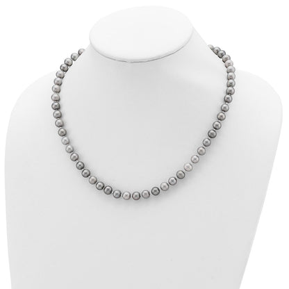 Sterling Silver Rh-P 7-8mm Grey Fwc Pearl Earring Bracelet Necklace Set