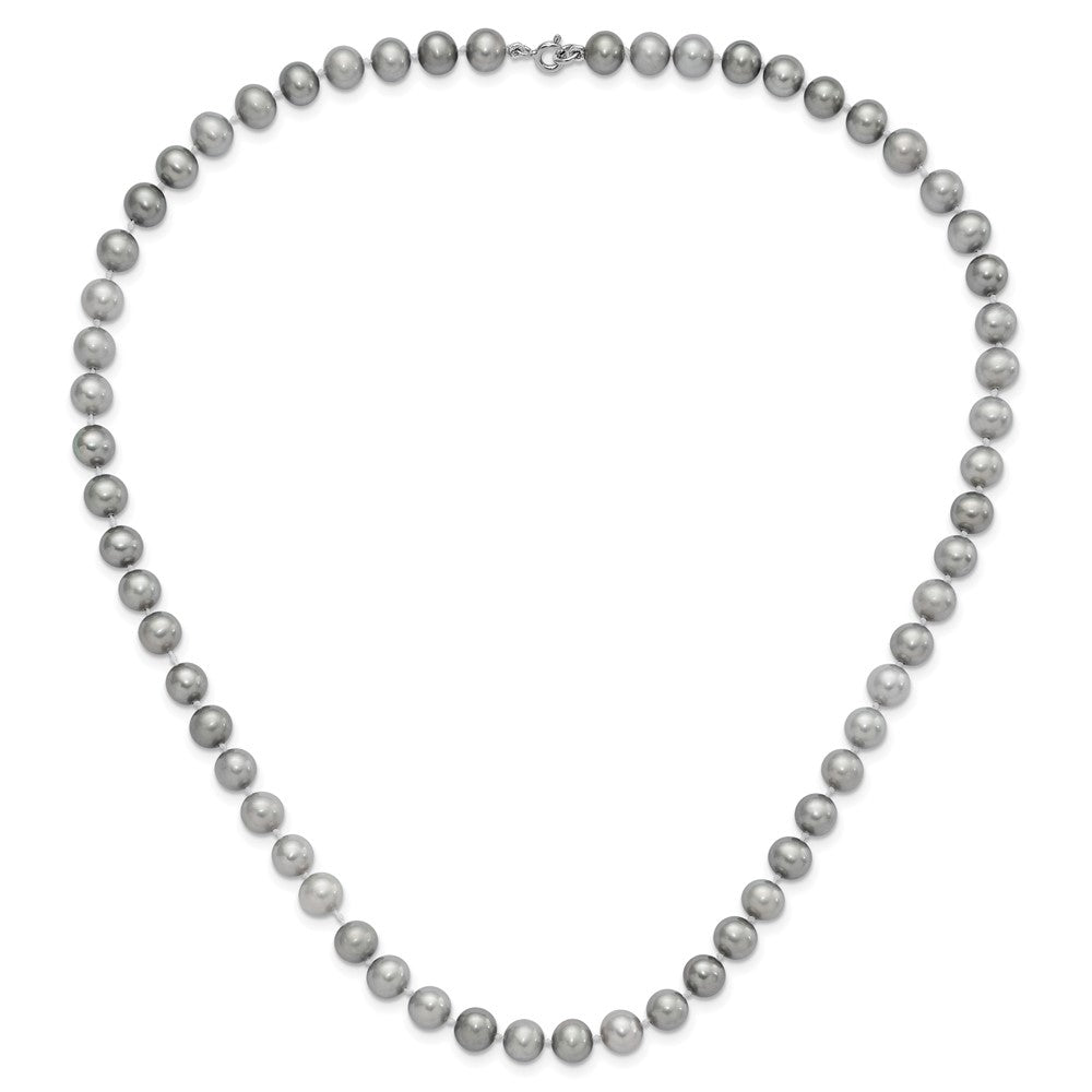 Sterling Silver Rh-P 7-8mm Grey Fwc Pearl Earring Bracelet Necklace Set