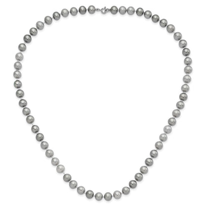 Sterling Silver Rh-P 7-8mm Grey Fwc Pearl Earring Bracelet Necklace Set